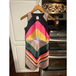 J. CREW Multi-Color "Pop-Stripe Dress in Navy Azalea